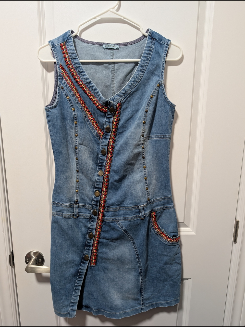 Angelsneverdie Blue Denim Button-Front Women's Jeans Dress
